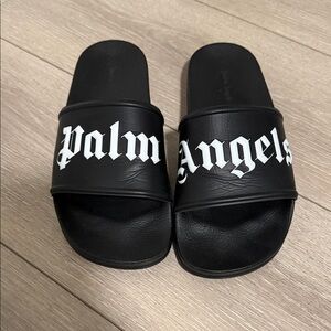 Palm Angels Black Slides with White Logo